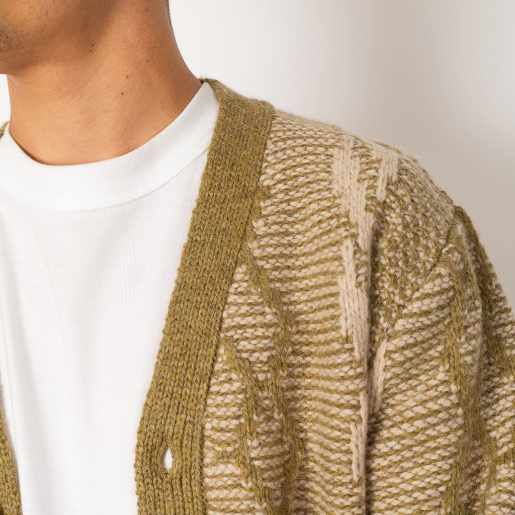 Heavy Cable Cardigan - Olive