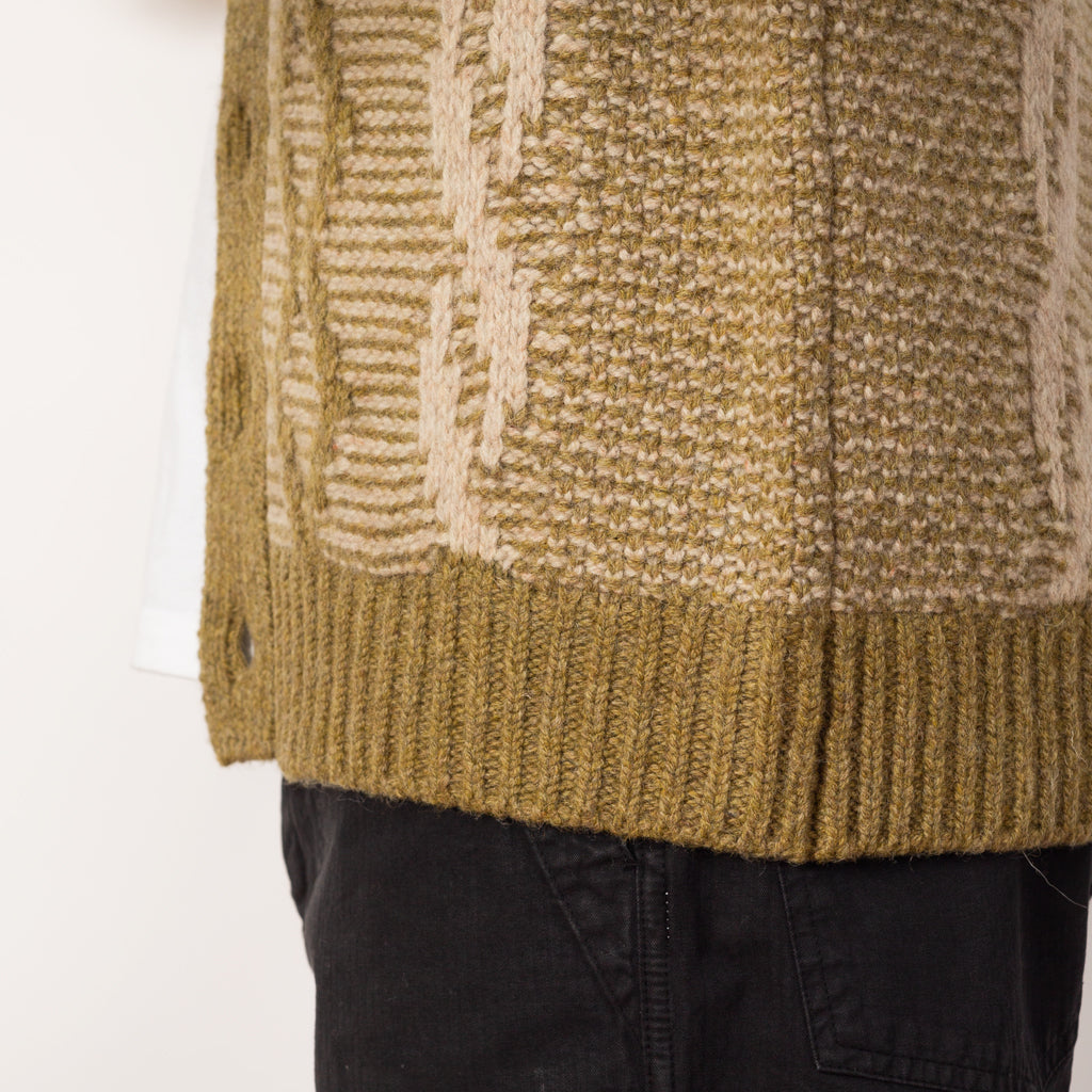 Heavy Cable Cardigan - Olive