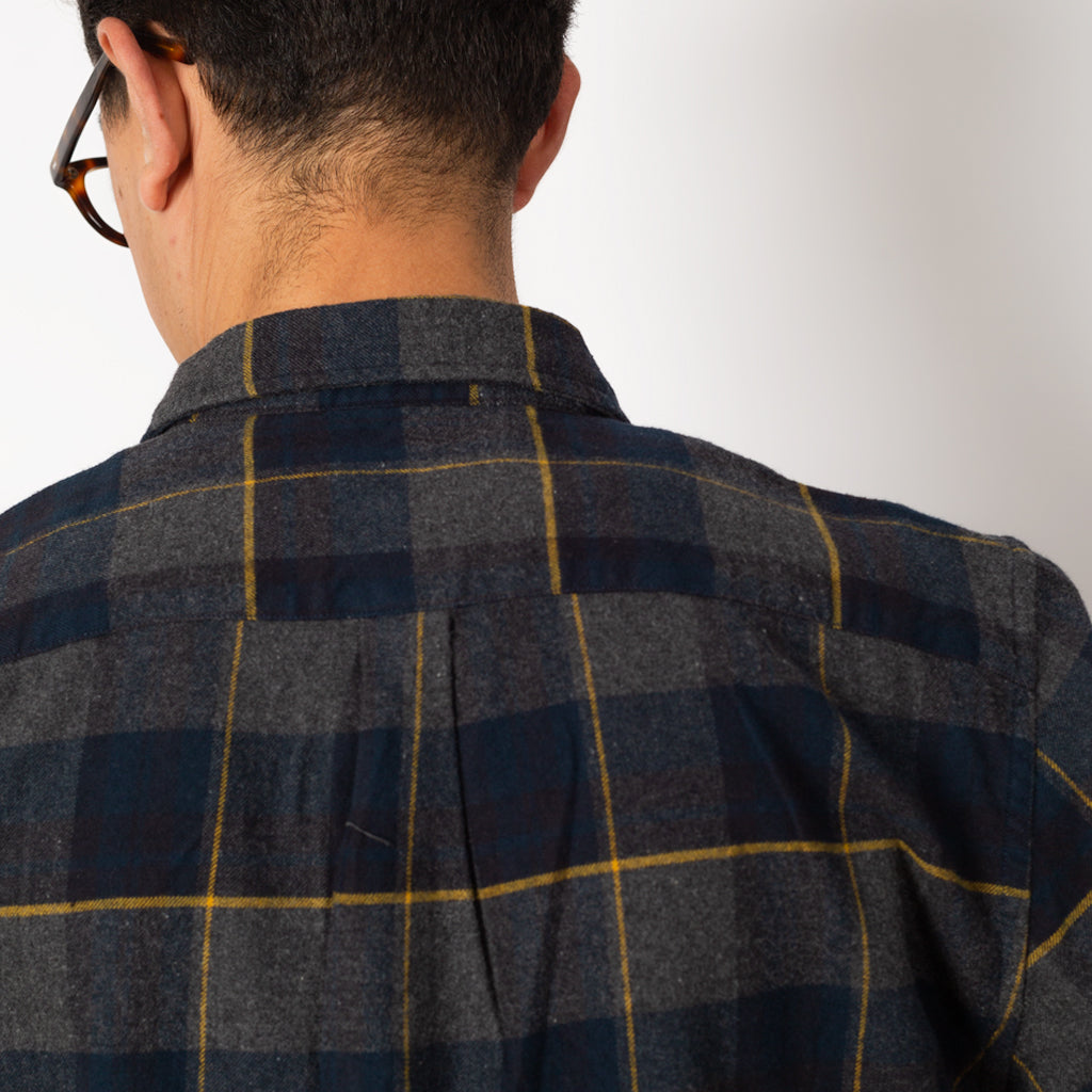 Oswald Organic Check Flannel - Dark Navy