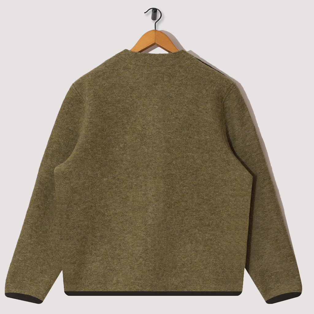 Wool Fleece Cardigan - Mixed Olive | Universal Works | Peggs & Son.