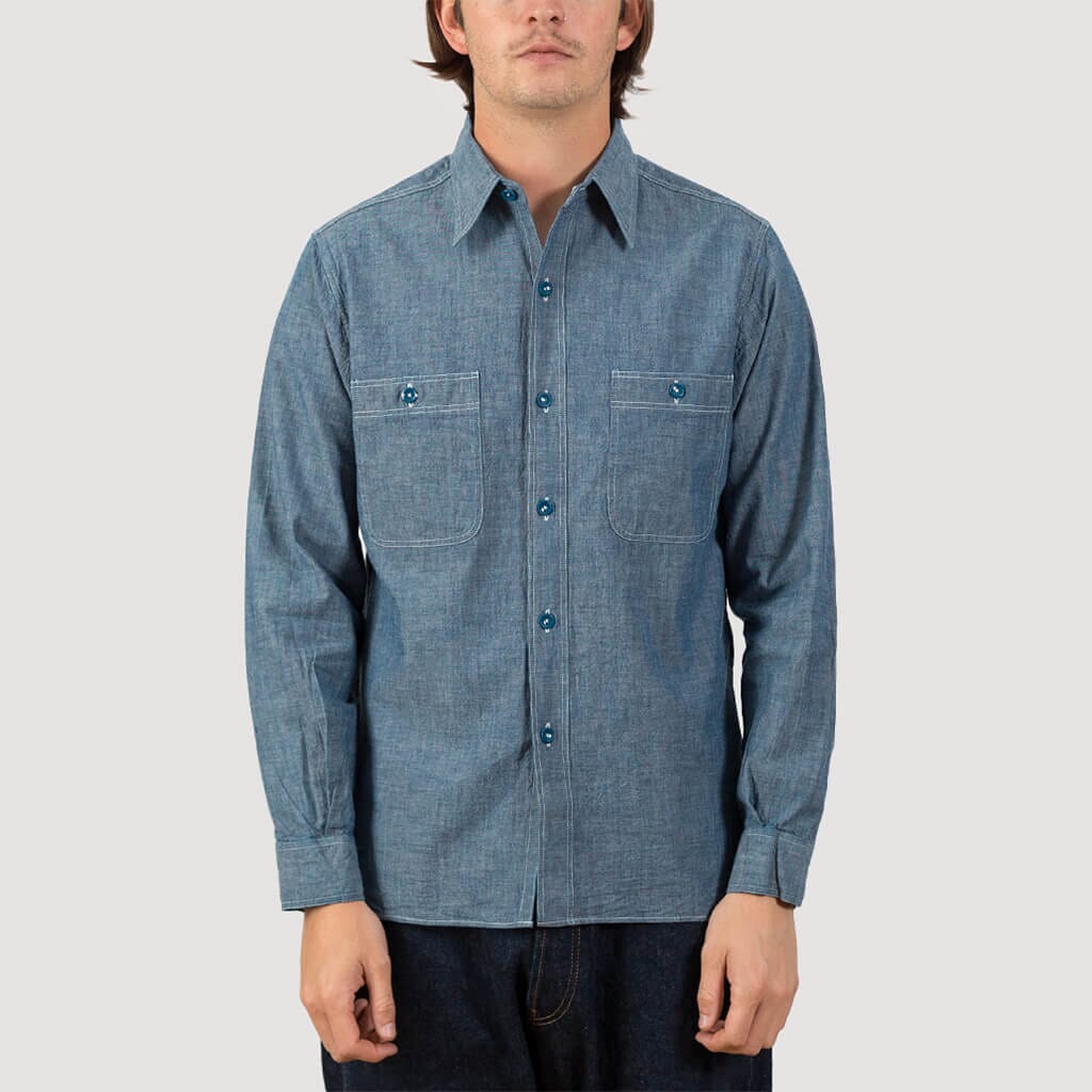 Chambray Work Shirt - Blue | Buzz Rickson's | Peggs & Son.