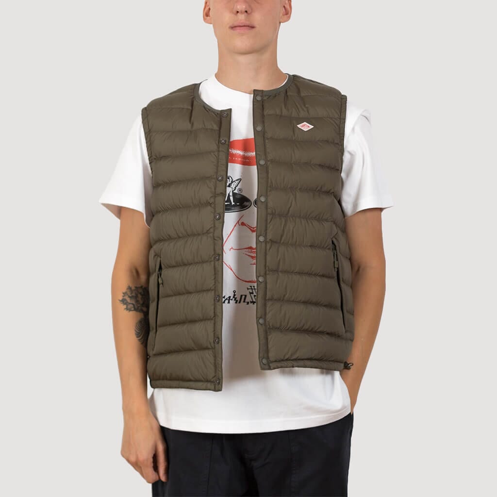 Down Crewneck Vest - Olive | Danton | Peggs & Son.