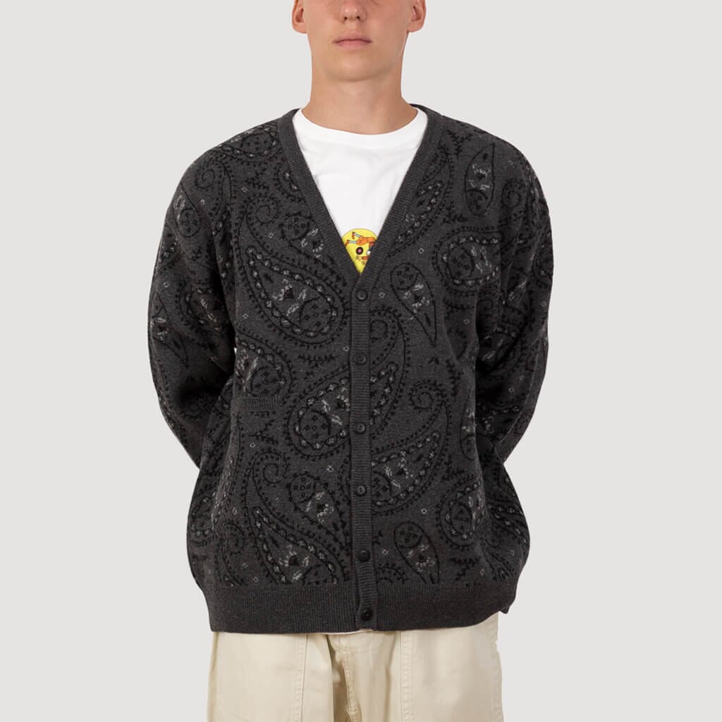 Knitted Cardigan - Anthracite/Black Paisley