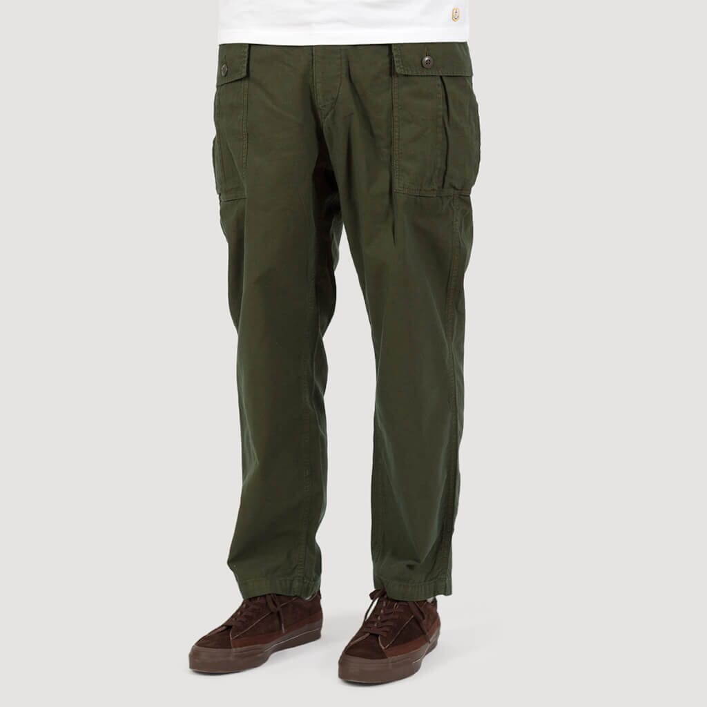Cropped Pegtop Military Pants - Olive