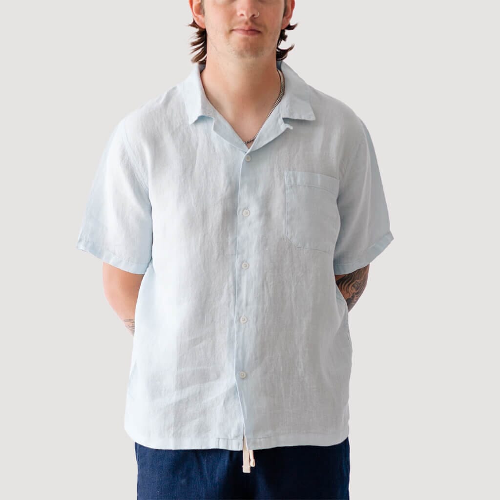 Road Shirt - Sky Fine Linen | Universal Works x Peggs & Son
